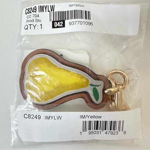 Coach Pear Bag Charm In Signature Canvas Style C8249 - Picture 10 of 10